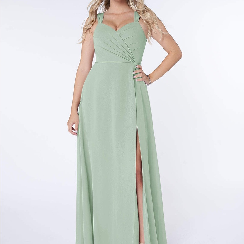 Azazie Green Sweetheart Ruched Maxi Gown